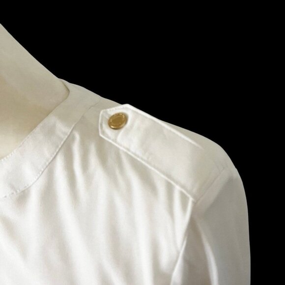 Calvin Klein Textured Roll Tab Button Down Soft White Blouse Women's Size XS New - Picture 2 of 6